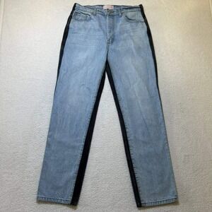 Revice Denim Jeans Size 30 Split Leg Two Tone Light Blue Black Straight Women's